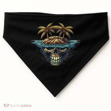 Cool Island Palm Trees Skull Beach Pirate Nautical USA-Made Doggie Bandana