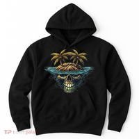 Cool Island Palm Trees Skull Beach Pirate Nautical Hoodie thumb 0