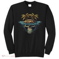 Cool Island Palm Trees Skull Beach Pirate Nautical Sweatshirt thumb 0