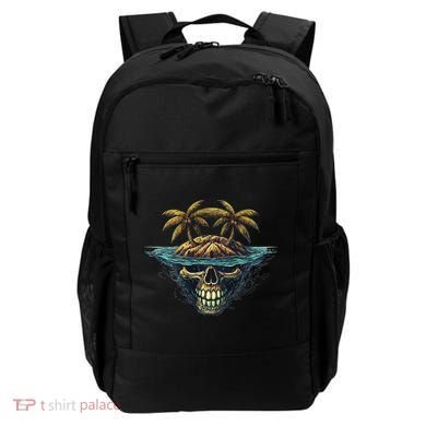Cool Island Palm Trees Skull Beach Pirate Nautical Backpack