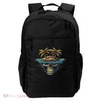 Cool Island Palm Trees Skull Beach Pirate Nautical Backpack thumb 0