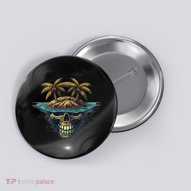 Cool Island Palm Trees Skull Beach Pirate Nautical Button