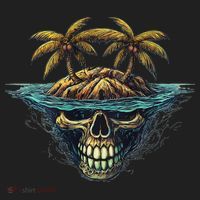 Cool Island Palm Trees Skull Beach Pirate Nautical Beanie thumb 2