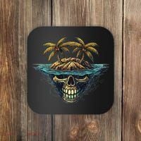 Cool Island Palm Trees Skull Beach Pirate Nautical Coaster thumb 0