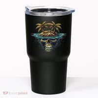 Cool Island Palm Trees Skull Beach Pirate Nautical Tumbler thumb 0