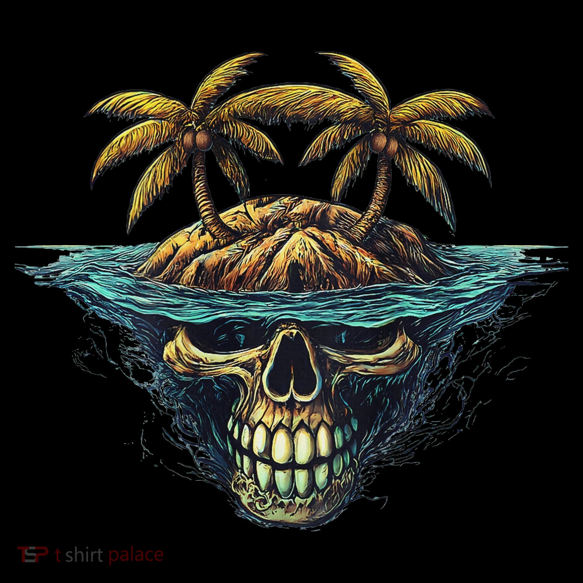 Cool Island Palm Trees Skull Beach Pirate Nautical Mousepad