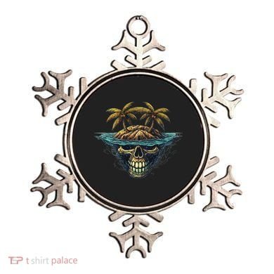 Cool Island Palm Trees Skull Beach Pirate Nautical Ornament