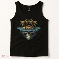 Cool Island Palm Trees Skull Beach Pirate Nautical Tank Top thumb 2