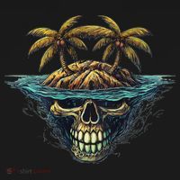 Cool Island Palm Trees Skull Beach Pirate Nautical Tank Top thumb 6