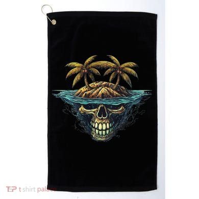 Cool Island Palm Trees Skull Beach Pirate Nautical Golf Towel