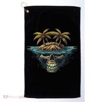 Cool Island Palm Trees Skull Beach Pirate Nautical Golf Towel thumb 0