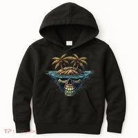 Cool Island Palm Trees Skull Beach Pirate Nautical Kids Hoodie thumb 0