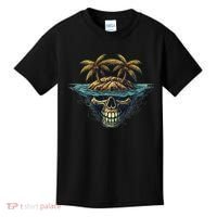 Cool Island Palm Trees Skull Beach Pirate Nautical Kids T-Shirt thumb 0