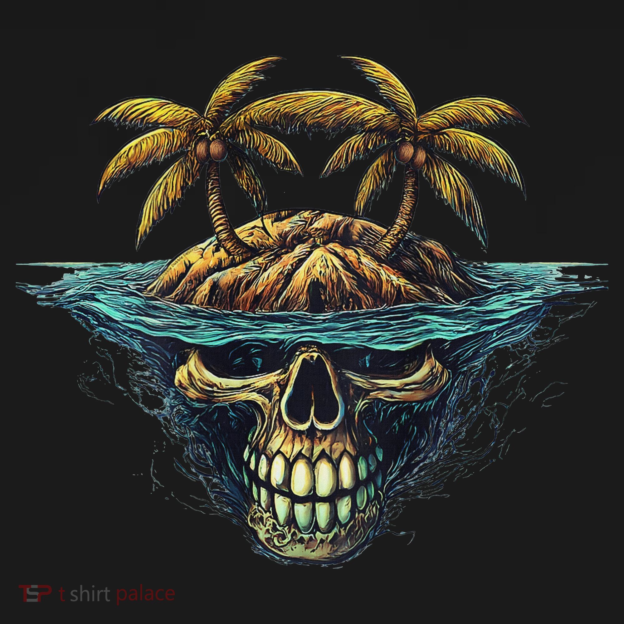 Cool Island Palm Trees Skull Beach Pirate Nautical Tote Bag