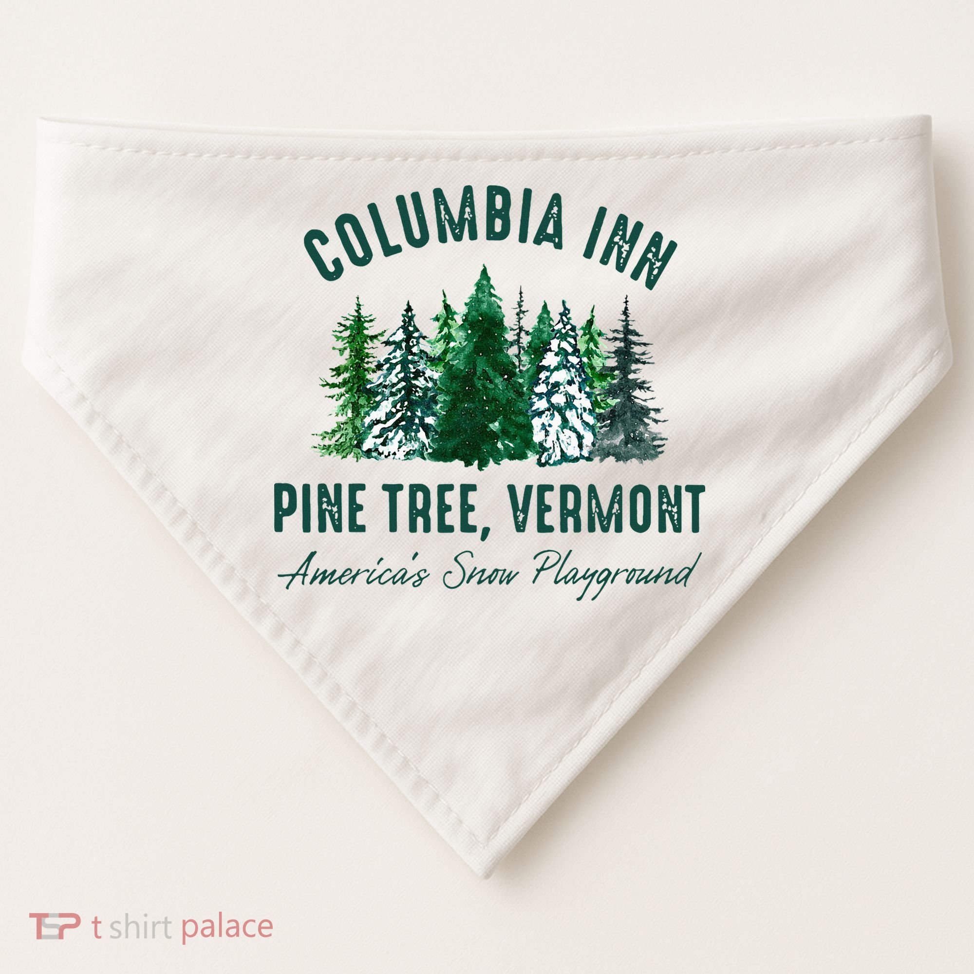 Columbia Inn Pine Tree Vermont Merry Christmas USA-Made Doggie Bandana