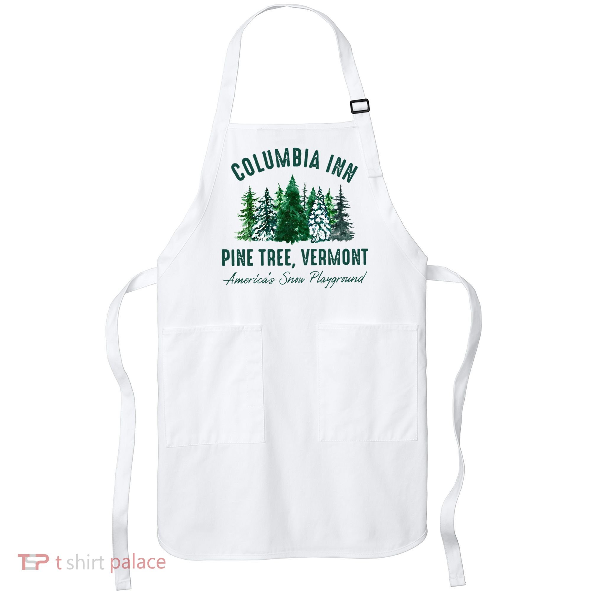 Columbia Inn Pine Tree Vermont Merry Christmas Apron