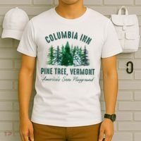 Columbia Inn Pine Tree Vermont Merry Christmas T-Shirt thumb 6