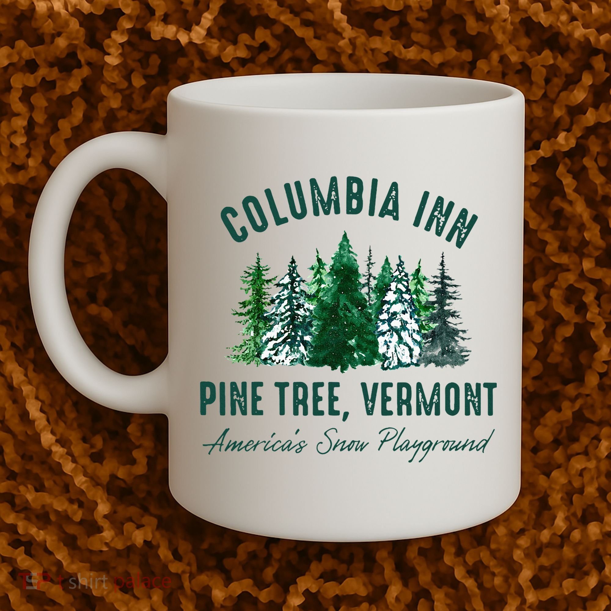Columbia Inn Pine Tree Vermont Merry Christmas Coffee Mug