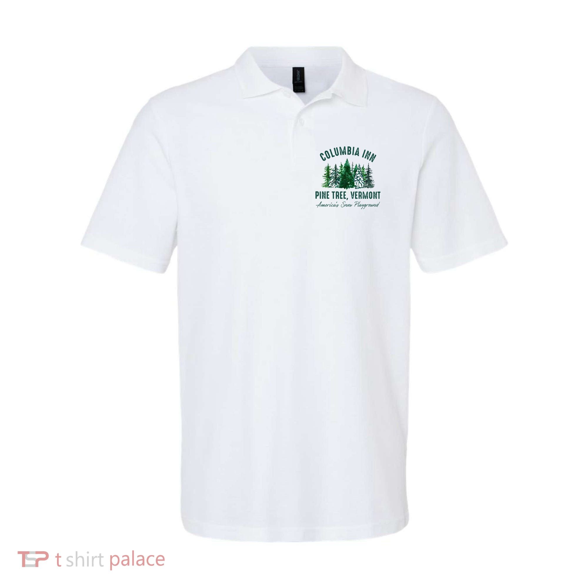 Columbia Inn Pine Tree Vermont Merry Christmas Polo