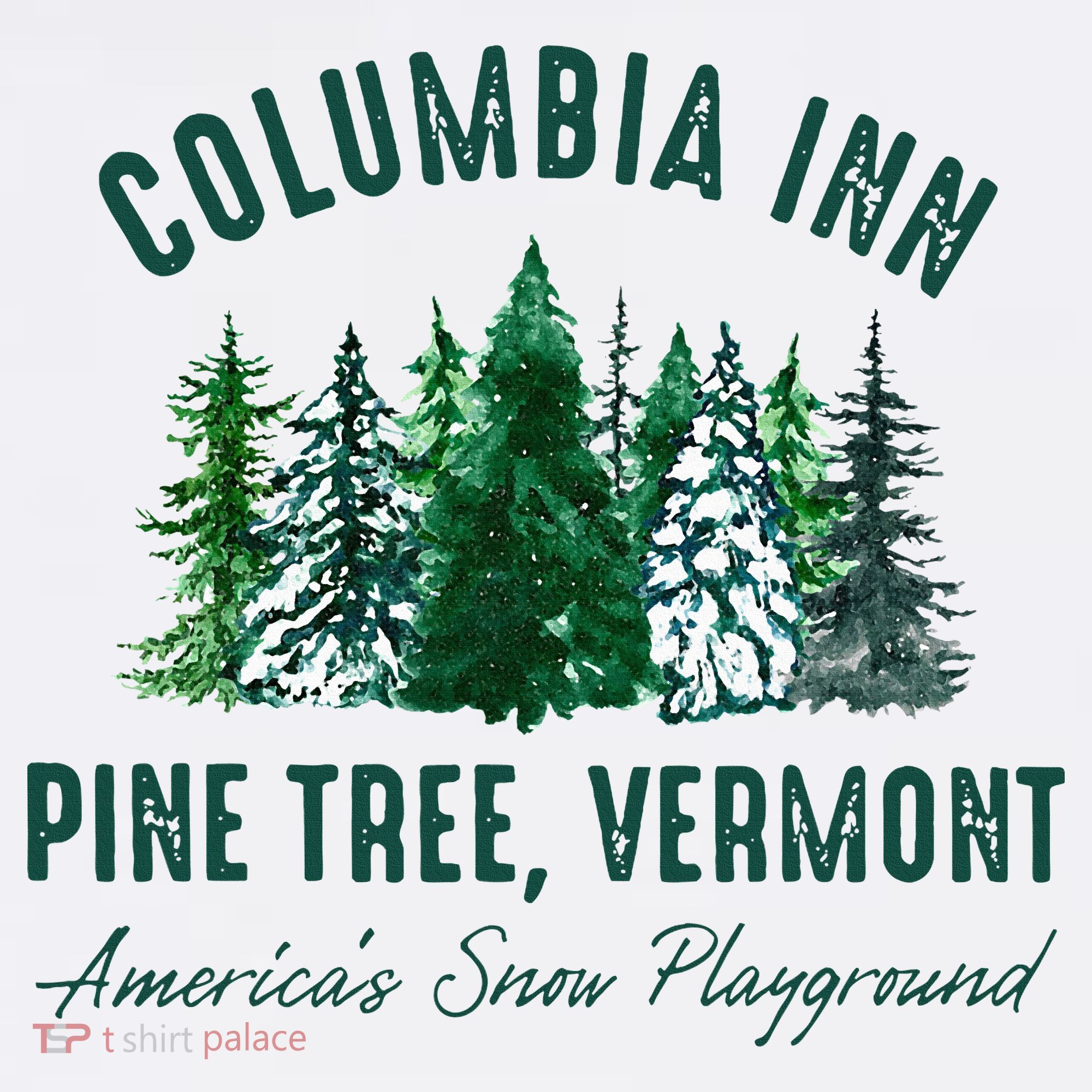 Columbia Inn Pine Tree Vermont Merry Christmas Polo