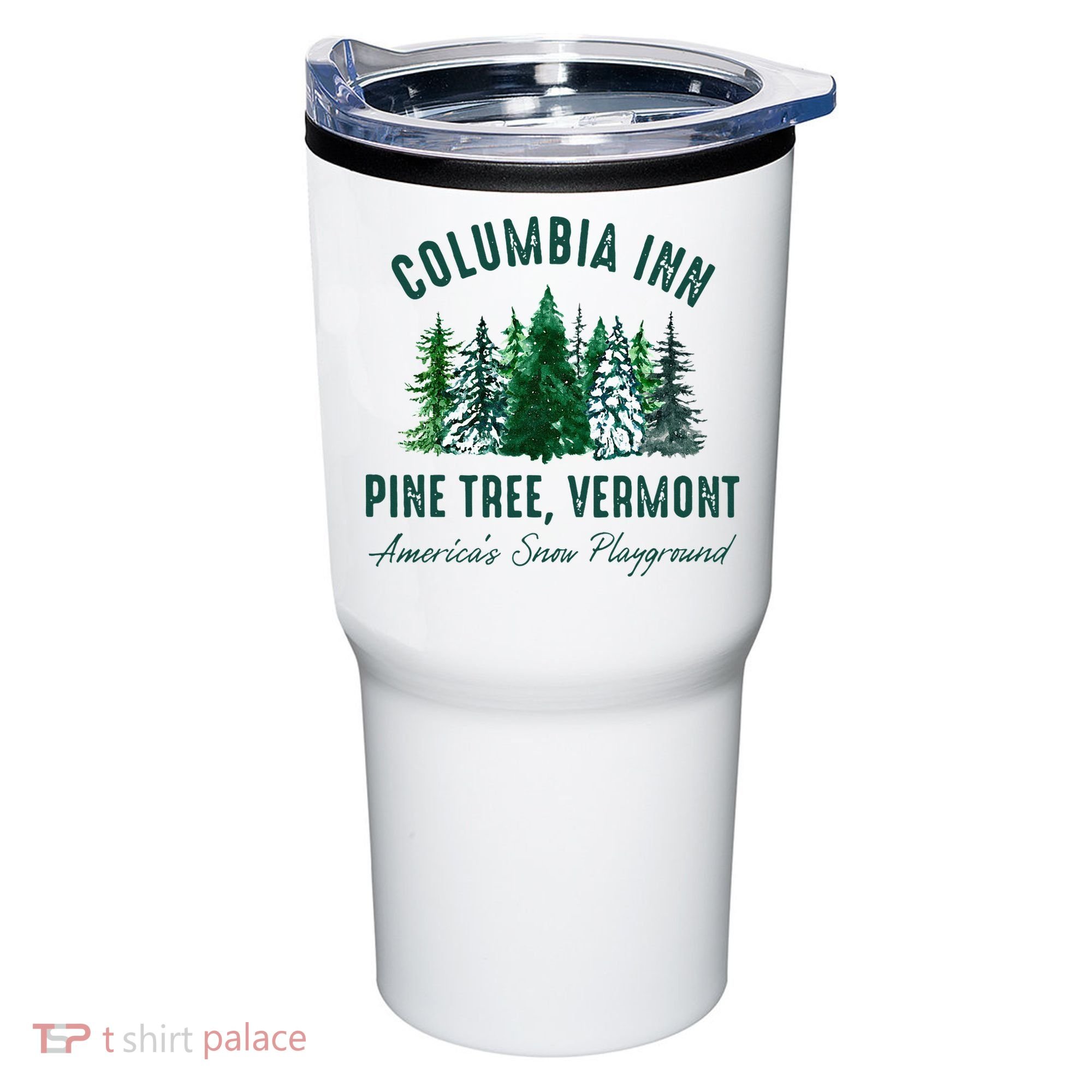 Columbia Inn Pine Tree Vermont Merry Christmas Tumbler
