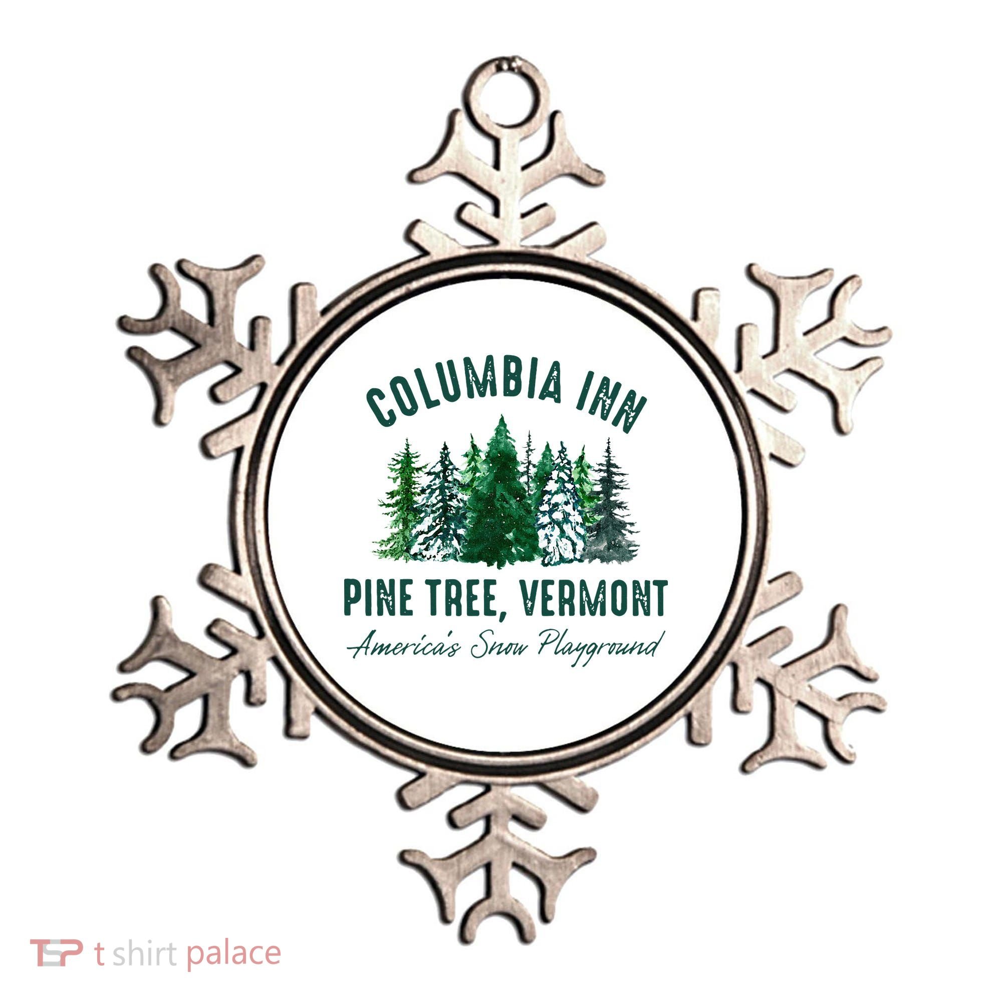Columbia Inn Pine Tree Vermont Merry Christmas Ornament