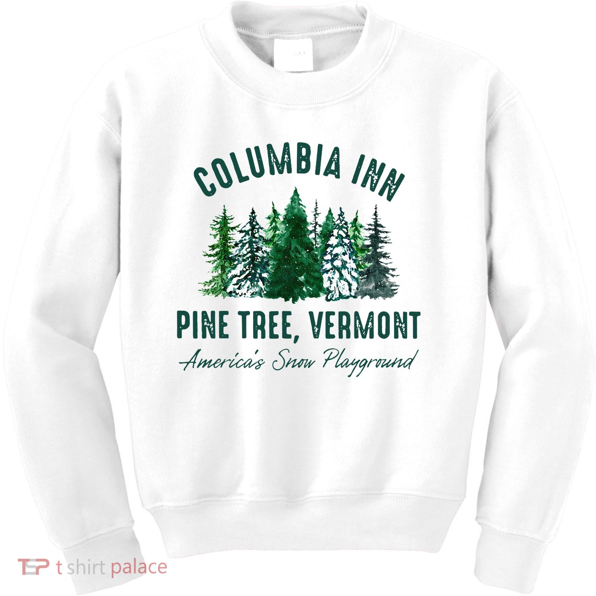 Columbia Inn Pine Tree Vermont Merry Christmas Kids Sweatshirt