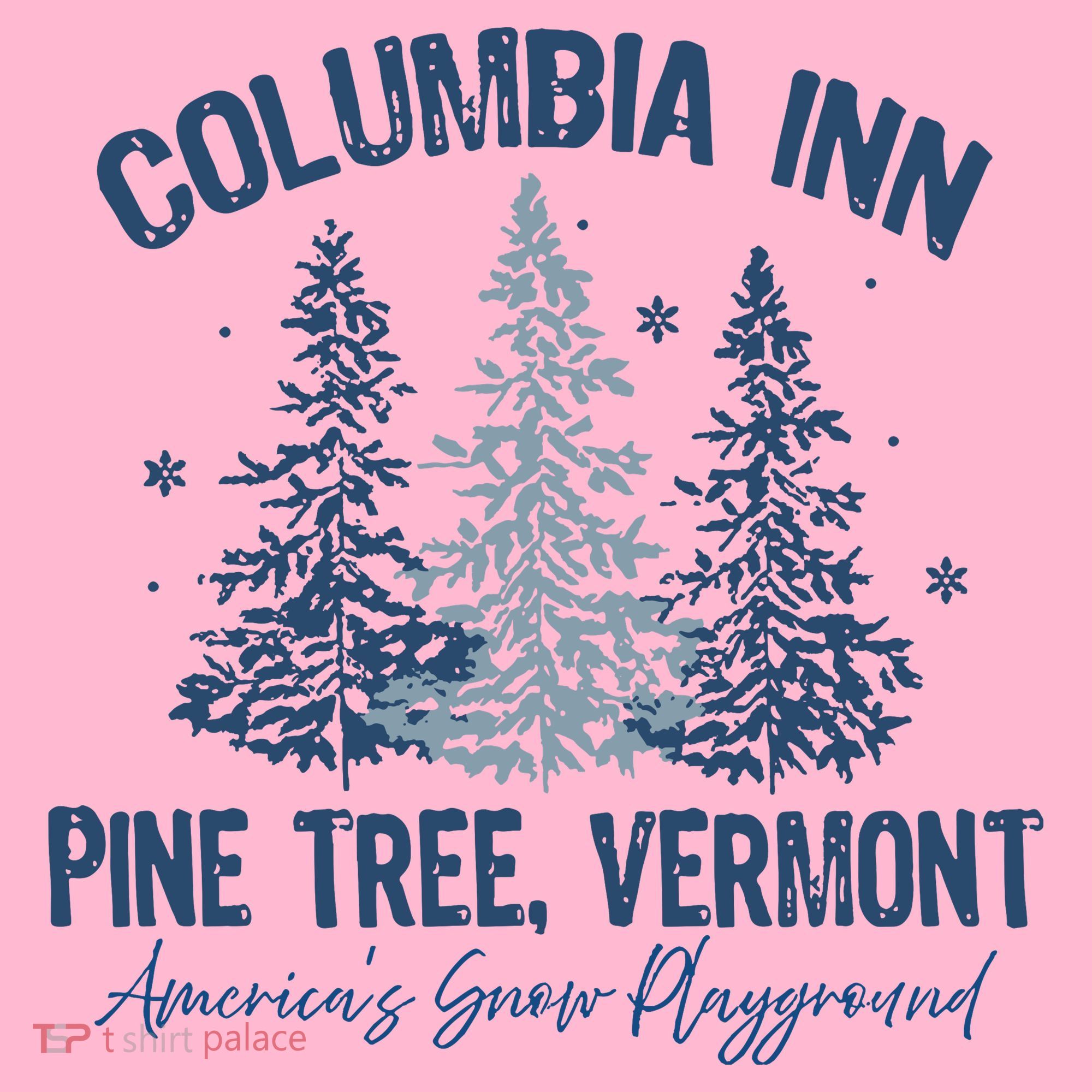 Columbia Inn Pine Tree Vermont Always A White Christmas Coaster