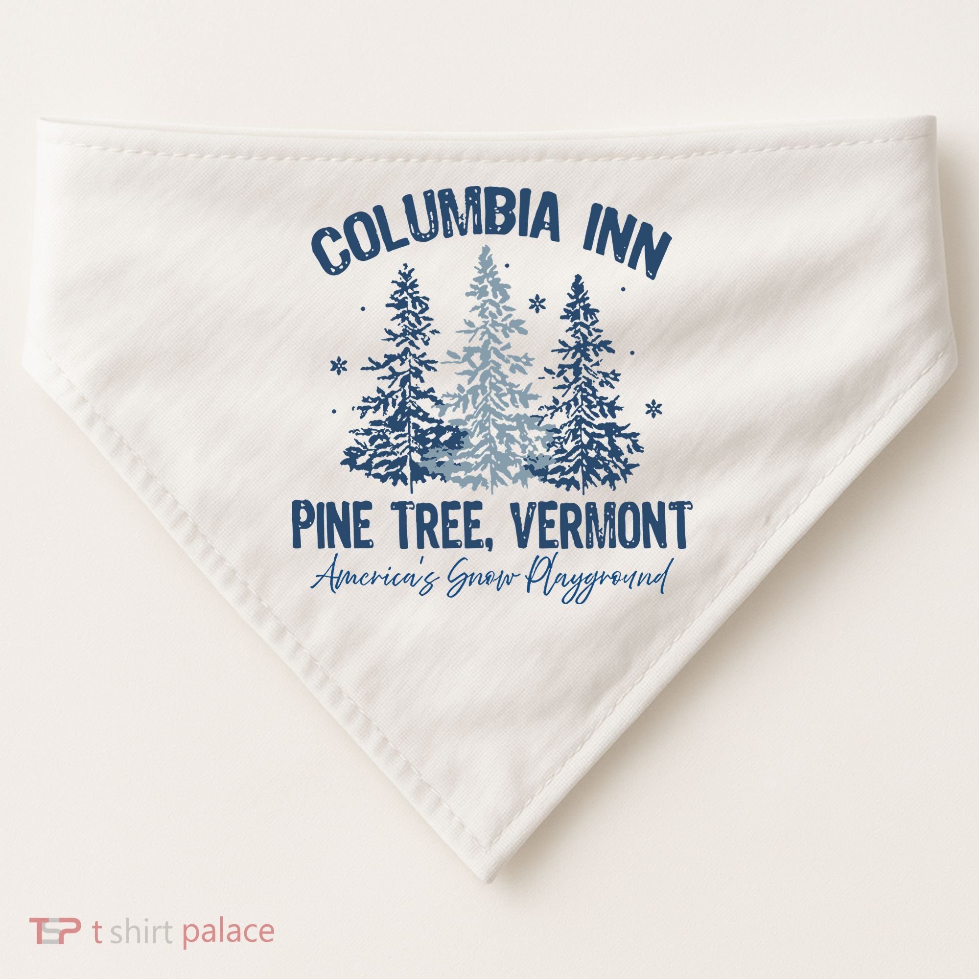 Columbia Inn Pine Tree Vermont Always A White Christmas USA-Made Doggie Bandana