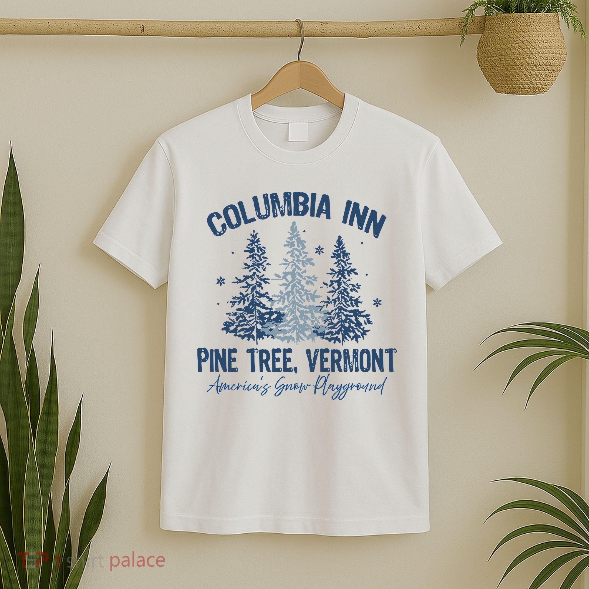 Columbia Inn Pine Tree Vermont Always A White Christmas T-Shirt