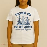 Columbia Inn Pine Tree Vermont Always A White Christmas T-Shirt thumb 4