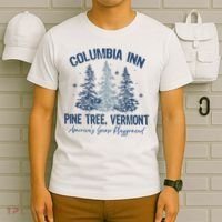 Columbia Inn Pine Tree Vermont Always A White Christmas T-Shirt thumb 6