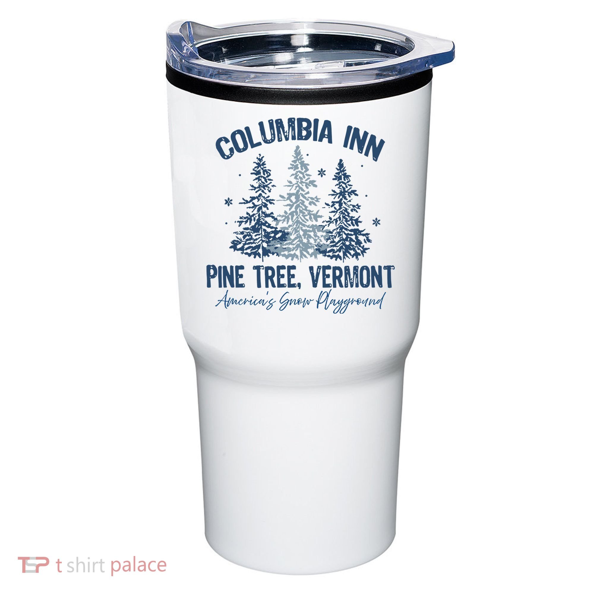 Columbia Inn Pine Tree Vermont Always A White Christmas Tumbler