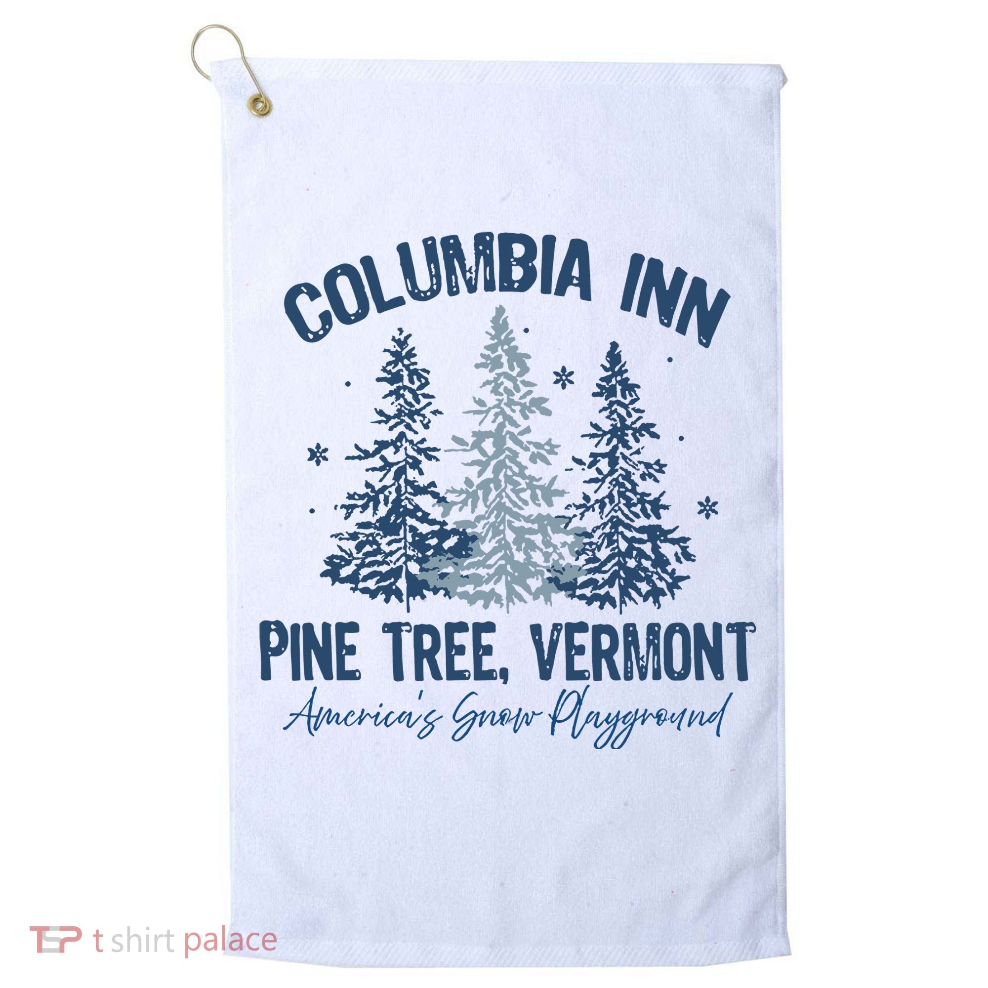 Columbia Inn Pine Tree Vermont Always A White Christmas Golf Towel
