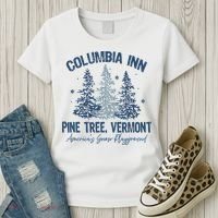 Columbia Inn Pine Tree Vermont Always A White Christmas Women's T-Shirt thumb 3