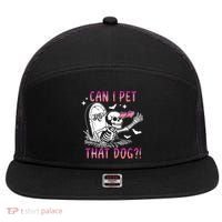 Can I Pet That Dog Skeleton Halloween 7 Panel Mesh Trucker Snapback Hat thumb 0