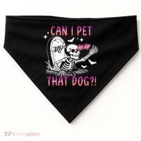 Can I Pet That Dog Skeleton Halloween USA-Made Doggie Bandana thumb 0