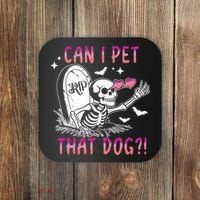 Can I Pet That Dog Skeleton Halloween Coaster thumb 0