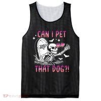 Can I Pet That Dog Skeleton Halloween Mesh Reversible Basketball Jersey Tank thumb 0