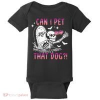 Can I Pet That Dog Skeleton Halloween Baby Bodysuit thumb 0