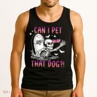 Can I Pet That Dog Skeleton Halloween Tank Top thumb 3