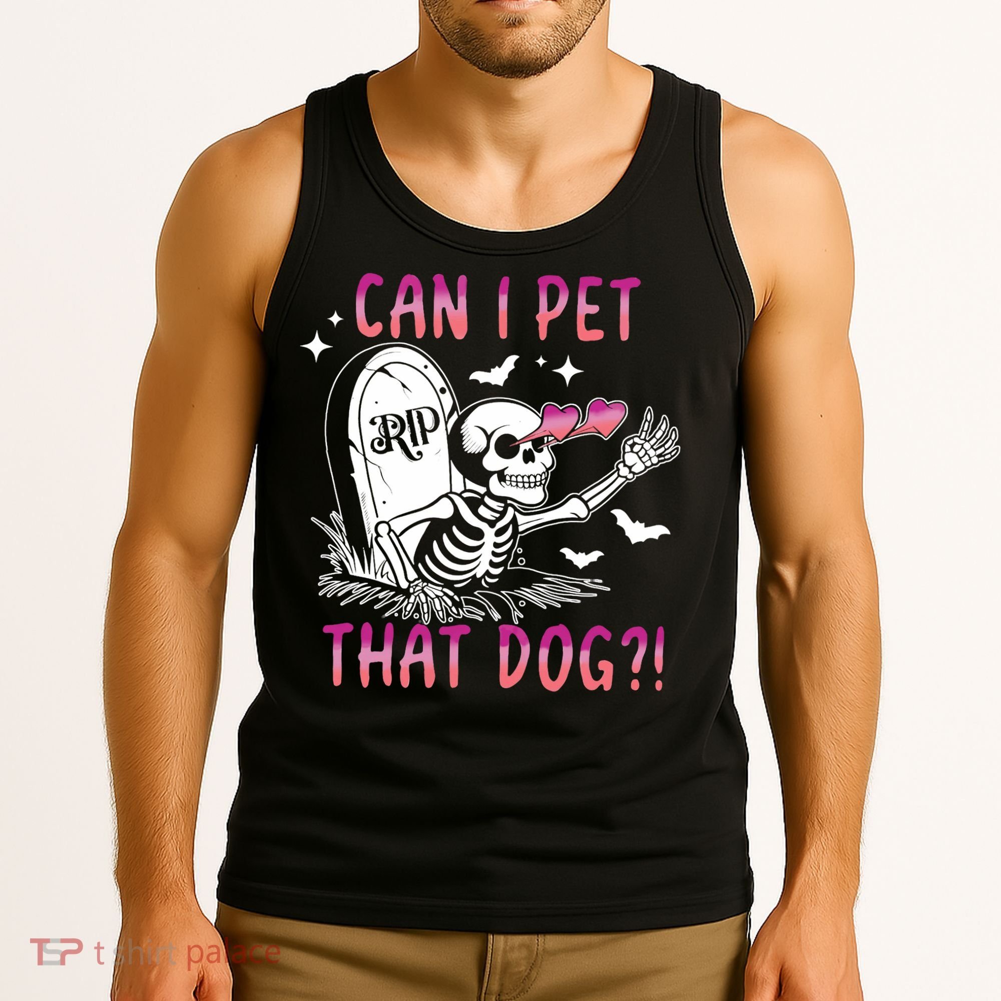 Can I Pet That Dog Skeleton Halloween Tank Top