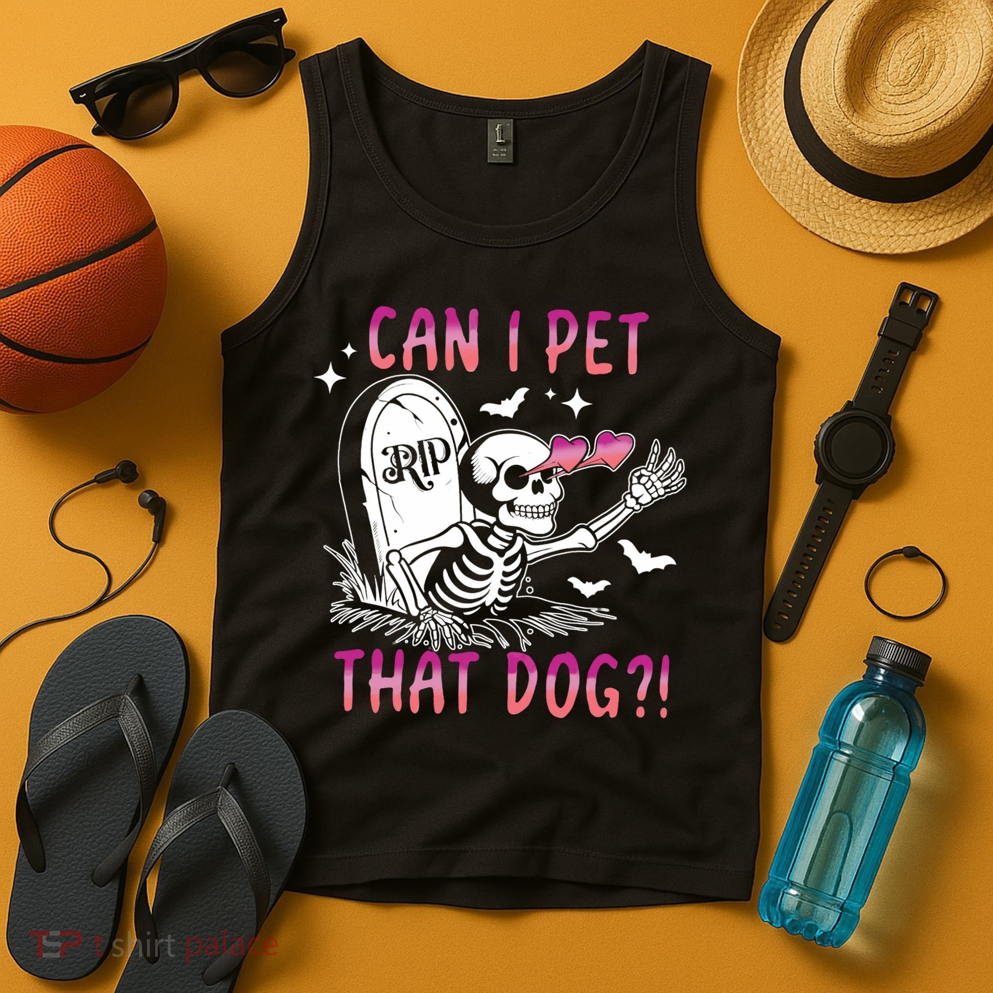 Can I Pet That Dog Skeleton Halloween Tank Top