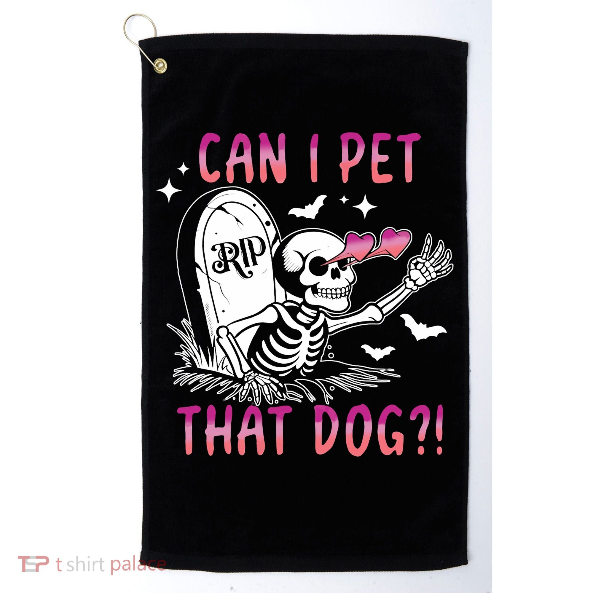 Can I Pet That Dog Skeleton Halloween Golf Towel