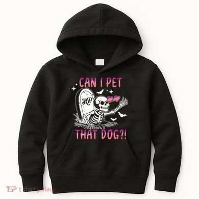 Can I Pet That Dog Skeleton Halloween Kids Hoodie