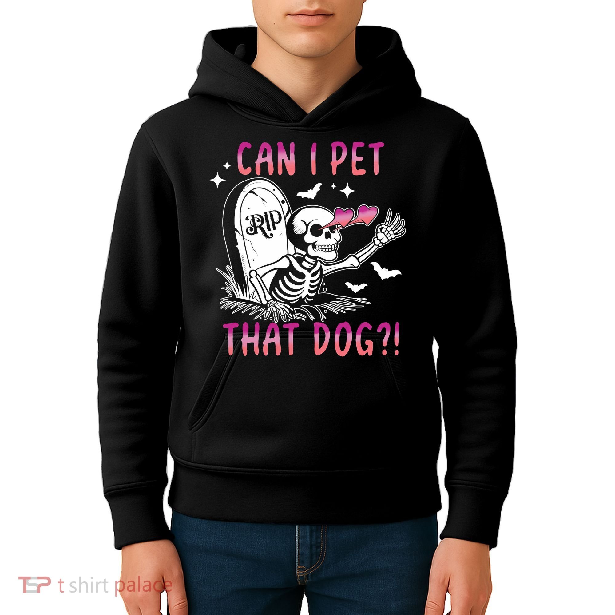 Can I Pet That Dog Skeleton Halloween Kids Hoodie