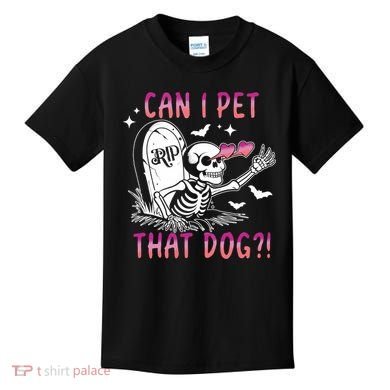 Can I Pet That Dog Skeleton Halloween Kids T-Shirt
