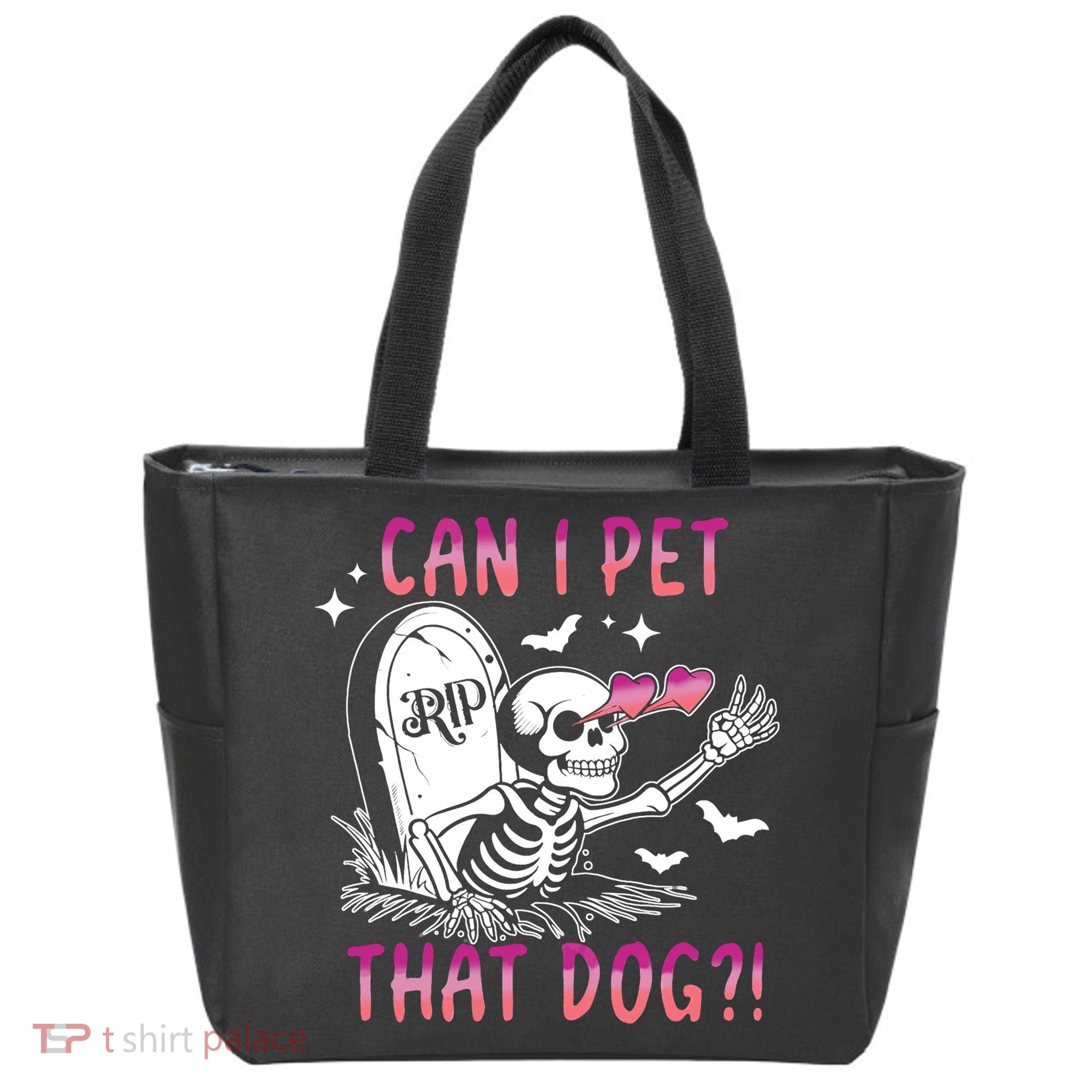 Can I Pet That Dog Skeleton Halloween Tote Bag