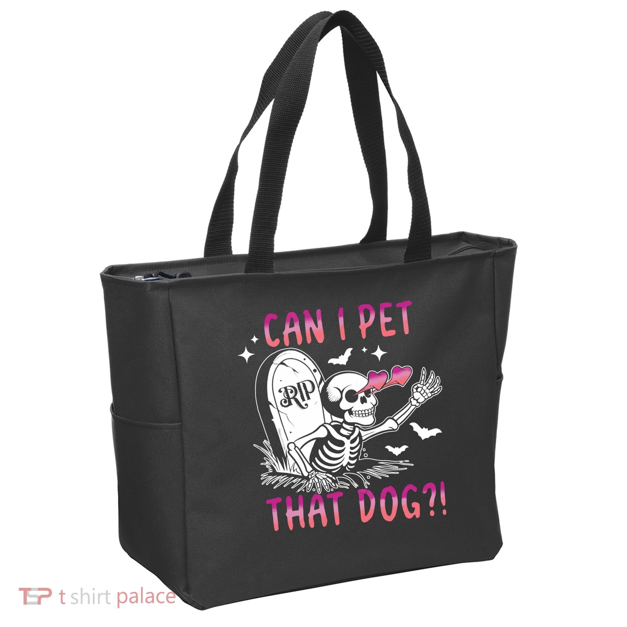 Can I Pet That Dog Skeleton Halloween Tote Bag