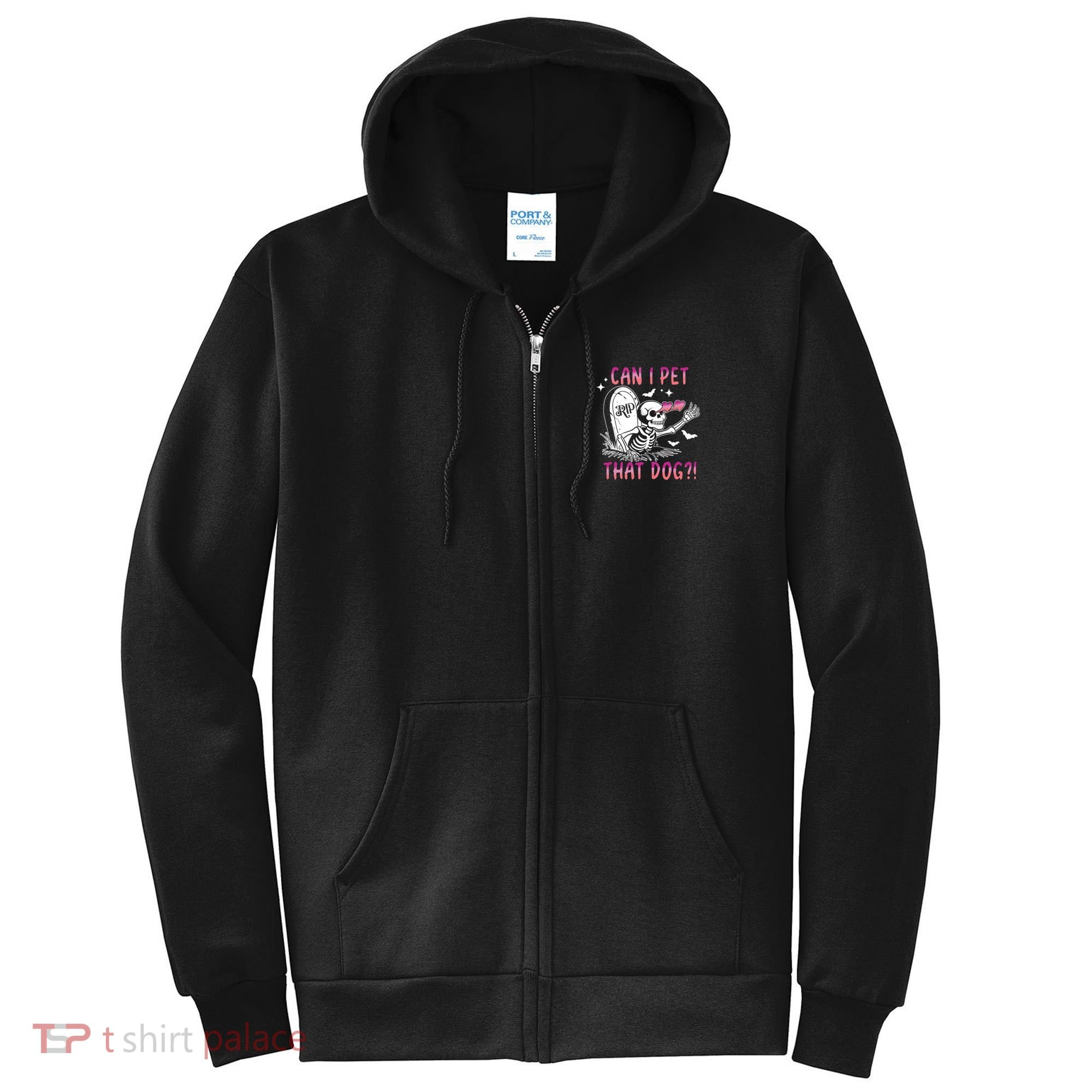 Can I Pet That Dog Skeleton Halloween Full Zip Hoodie
